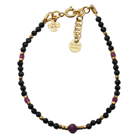 Bransoletka znak zodiaku baran - mix kamieni i srebro złocone