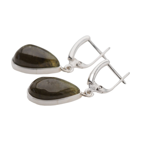 Kolczyki z zielonym Granatem w srebrze - łzy.