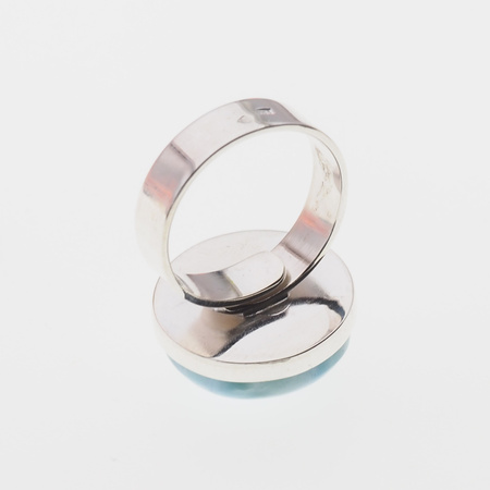 Pierścionek regulowany z okrągłym Larimarem w srebrze