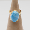 Pierścionek regulowany - owalny Larimar 19x13 mm w srebrze złoconym