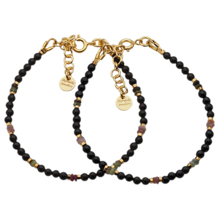 Bransoletka - Turmalin kolorowy, Hematyt złoty i srebro złocone