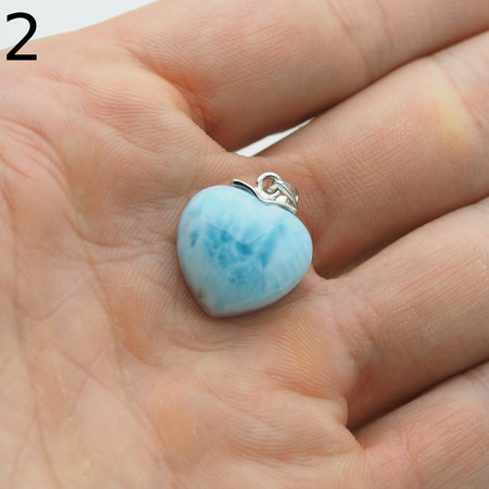 Zawieszka - larimar serce w srebrze rodowanym