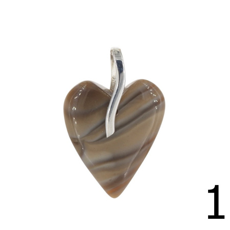 Zawieszka serce - Krzemień Pasiasty i srebro