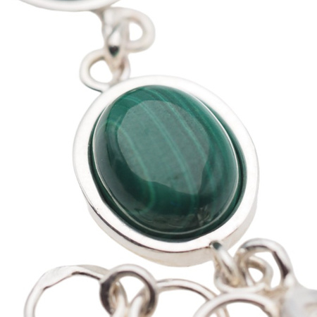 Bransoletka z owalnym malachitem w srebrze