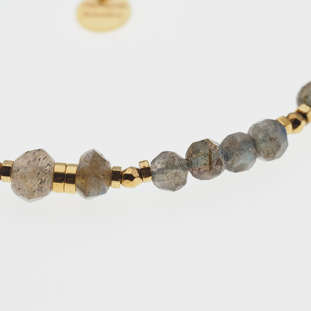 Bransoletka - Labradoryt z Hematytem i srebro złocone