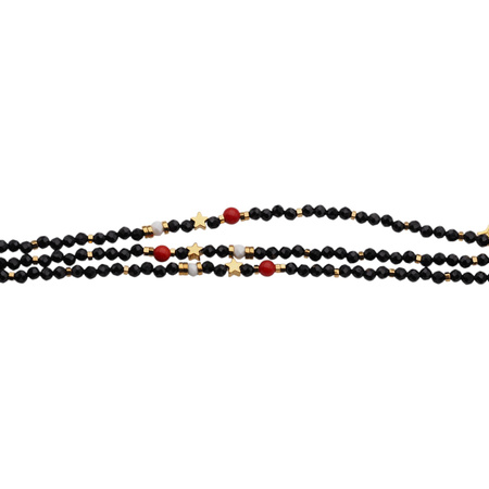 Bransoletka regulowana - Turmalin, Koral, Howlit, gwiazdki i srebro złocone (świąteczne)