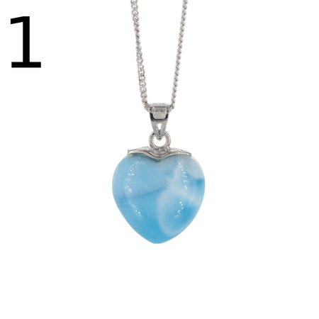 Naszyjnik z zawieszką - larimar serce w srebrze rodowanym