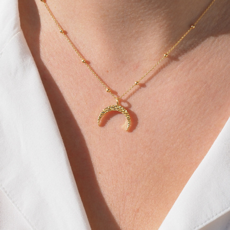 Naszyjnik z młotkowanym księżycem - srebro złocone