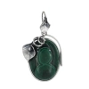 Zawieszka z owalnym malachitem w srebrze oksydowanym