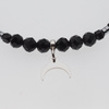 Bransoletka regulowana - Turmalin czarny kulki, zawieszka księżyc i srebro