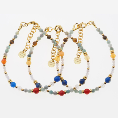 Bransoletka znak zodiaku rak - mix kamieni i srebro złocone