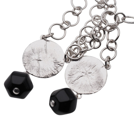 Naszyjnik długi - Turmalin czarny, Onyks, Hematyt i srebro rodowane