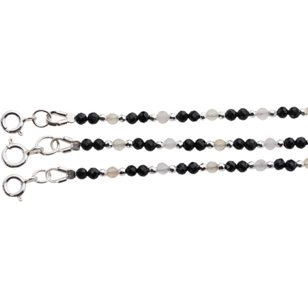 Naszyjnik mix - Turmalin, cytryn, kwarc różowy, rubin i srebro