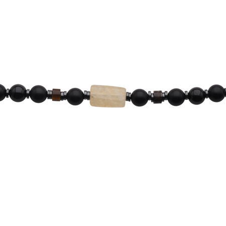 Naszyjnik męski - Jaspis, lawa, Hematyt i srebro