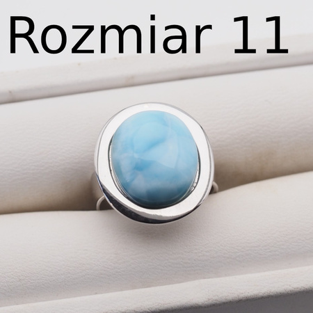 Pierścionek regulowany z owalnym Larimarem w srebrze rodowanym