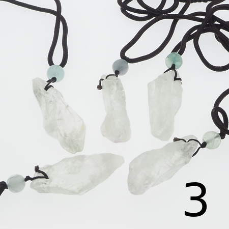 Naszyjnik regulowany- surowy Ametyst Zielony na sznurku