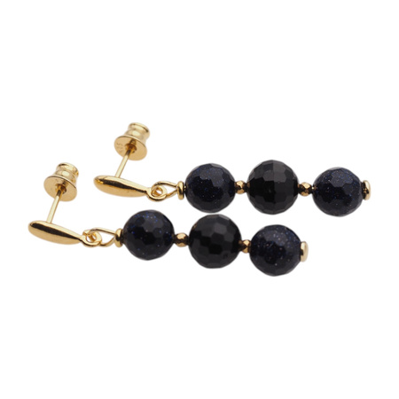 Kolczyki - Noc Kairu, Turmalin kulki w srebrze zloconym