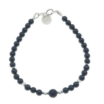 Bransoletka - Turmalin czarny, Onyks i srebro