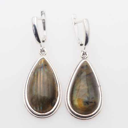 Kolczyki z Labradorytem w srebrze oksydowanym