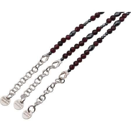 Bransoletka - Granat, Hematyt i srebro