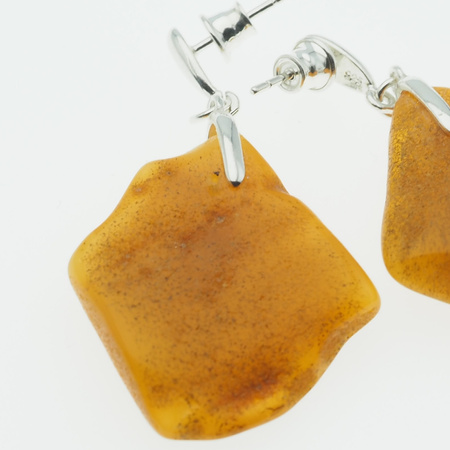 Kolczyki - surowy Bursztyn i srebro