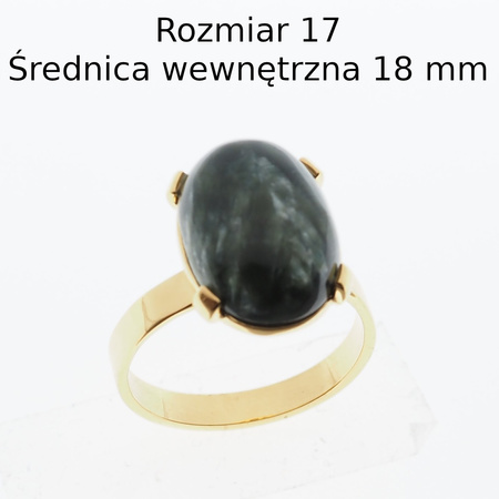 Pierścionek regulowany z owalnym Serafinitem w srebrze złoconym