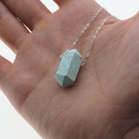 Naszyjnik - Turkus sopel na łańcuszku srebrnym