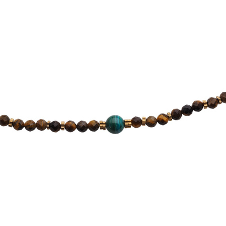 Naszyjnik - Tygrysie Oko fasetowane kulki i srebro złocone