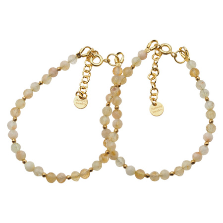 Bransoletka - Cytryn kulki i srebro złocone