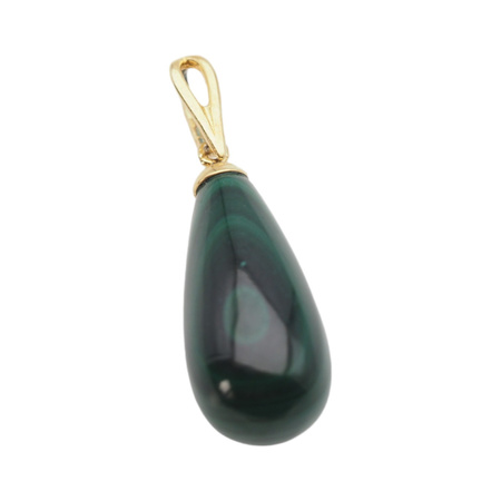 Zawieszka - malachit kropla w srebrze złoconym