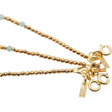 Bransoletka urodzeniowa maj - szmaragd, złoty hematyt i srebro złocone