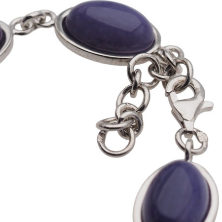 Bransoletka z owalnym czaroitem w srebrze rodowanym.