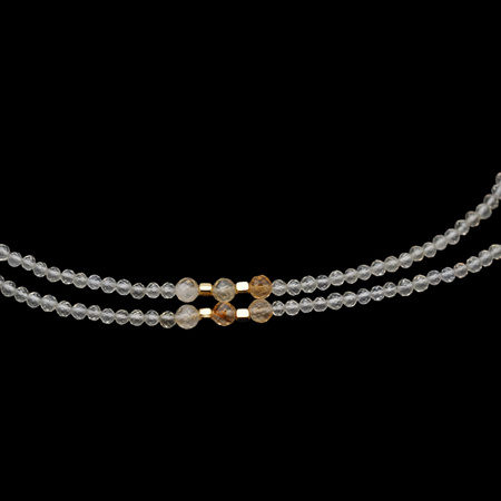 Naszyjnik - Cytryn fasetowane kulki i srebro złocone