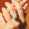 Pierścionek regulowany - kwadratowy Larimar w srebrze złoconym