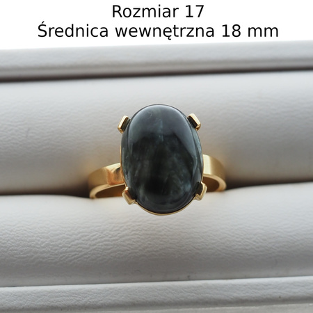 Pierścionek regulowany z owalnym Serafinitem w srebrze złoconym