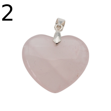 Zawieszka - Kwarc Różowy serce w srebrze