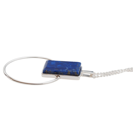 Naszyjnik srebrny z Lapisem Lazuli w kształcie prostokąta
