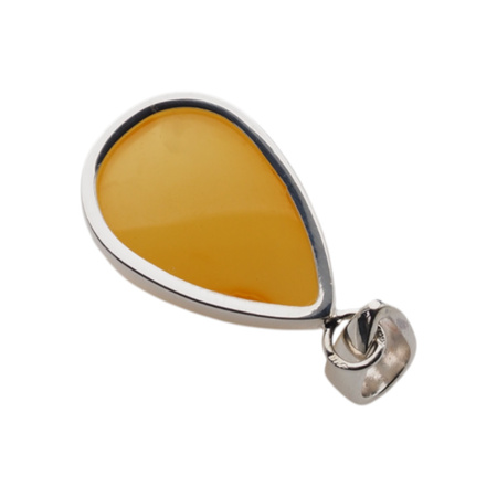 Zawieszka - Bursztyn mleczny łza w srebrze