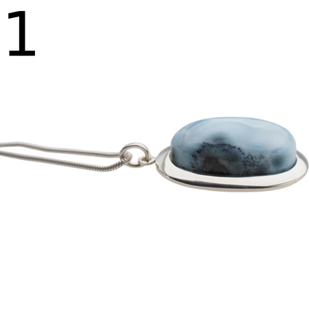 Naszyjnik - Zawieszka z larimarem owalnym na łańcuszku