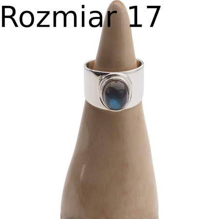 Pierścionek sygnet - Labradoryt owalny i srebro