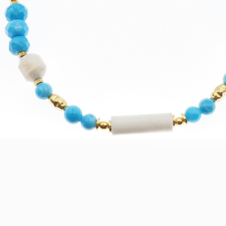 Bransoletka regulowana - Turkus, Howlit, Hematyt i srebro złocone