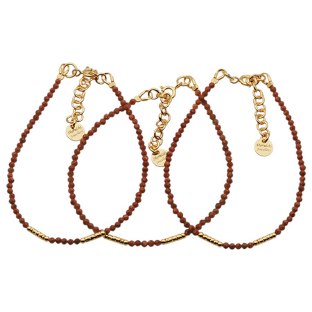 Bransoletka - fasetowany Piasek Pustyni kulki i srebro złocone