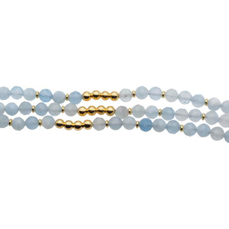 Bransoletka - Akwamaryn kulki 5mm i srebro złocone