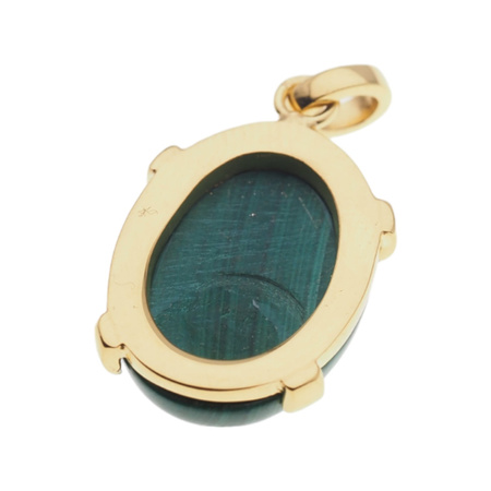 Zawieszka z owalnym malachitem w srebrze złoconym
