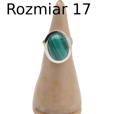 Pierścionek regulowany z owalnym Malachitem w srebrze.