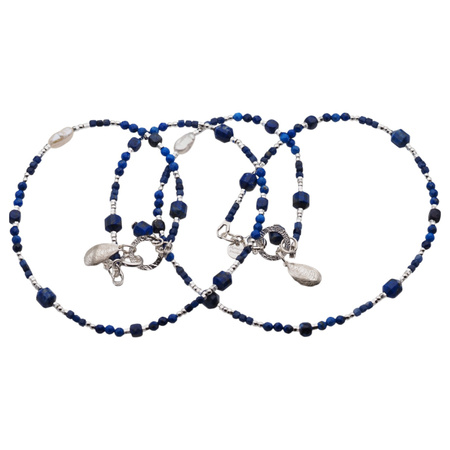 Naszyjnik - Lapis Lazuli, Perła, Hematyt i srebro