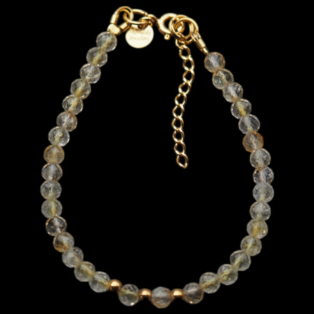 Bransoletka - Cytryn kulki i srebro złocone