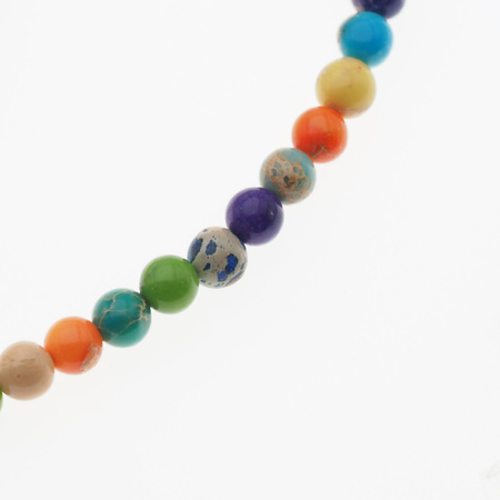 Naszyjnik - Jaspis cesarski kolorowy, słońce i srebro złocone