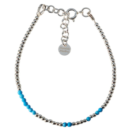 Bransoletka urodzeniowa grudzień - turkus, srebrny hematyt i srebro 