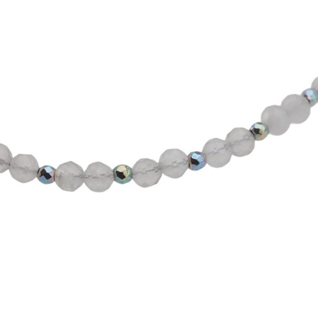 Bransoletka - Kamień Księżycowy, Kwarc, Cytryn, Hematyt kostki i srebro